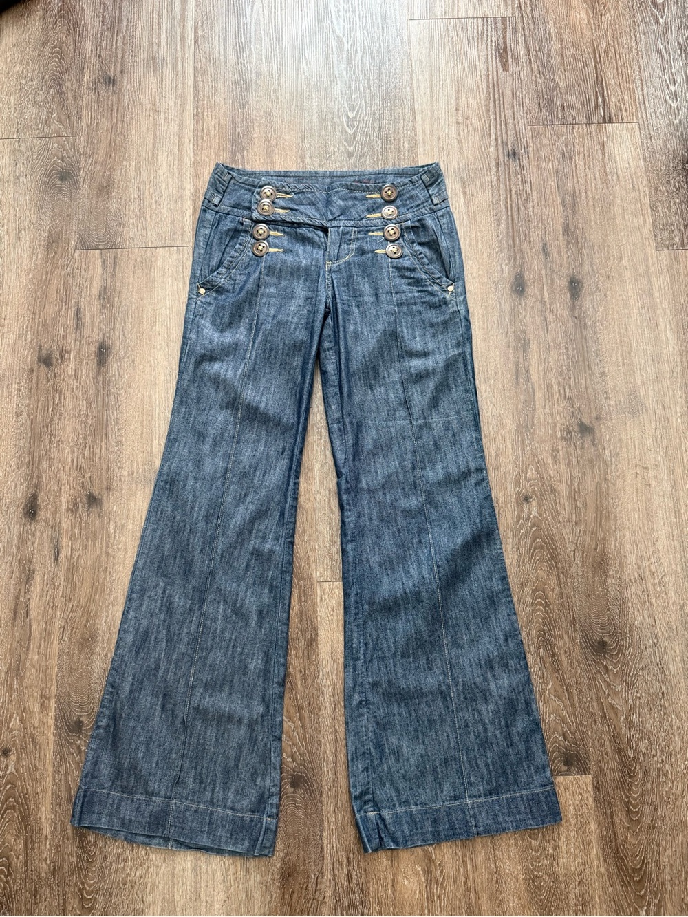 Vintage XOXO Dark Blue Wide Leg Jeans with Decorative Buttons 25 size